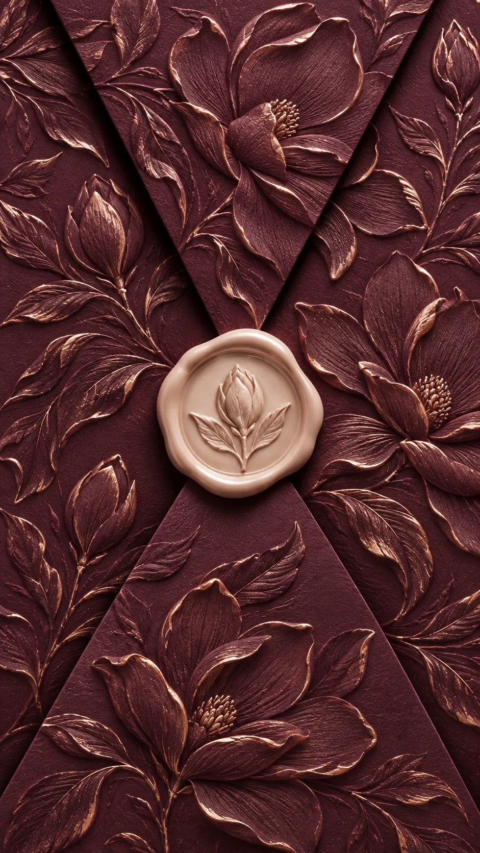 Magnolia Reverie — Aubergine wax-seal invitation