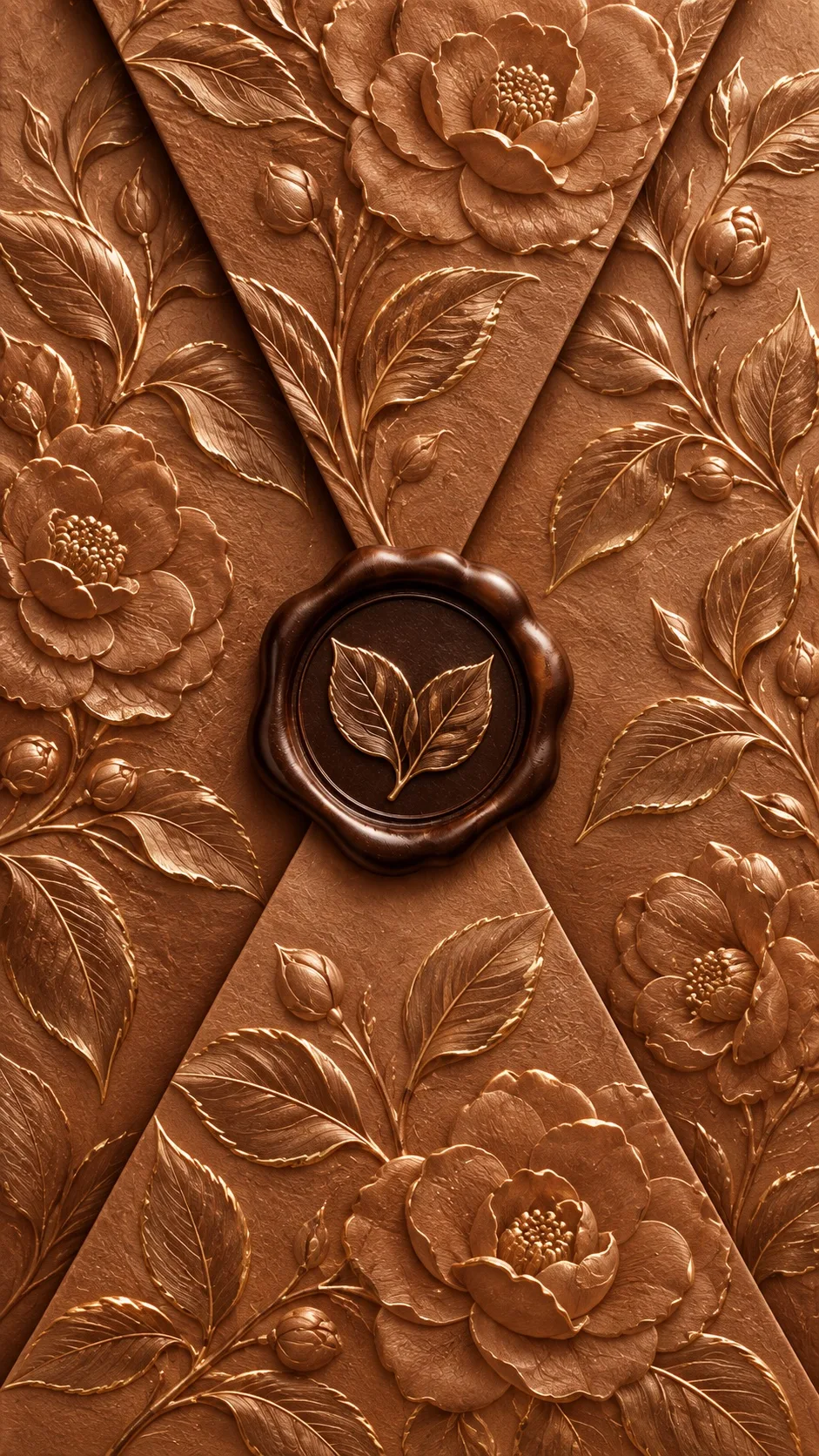 Golden Camellia — Cinnamon wax-seal invitation