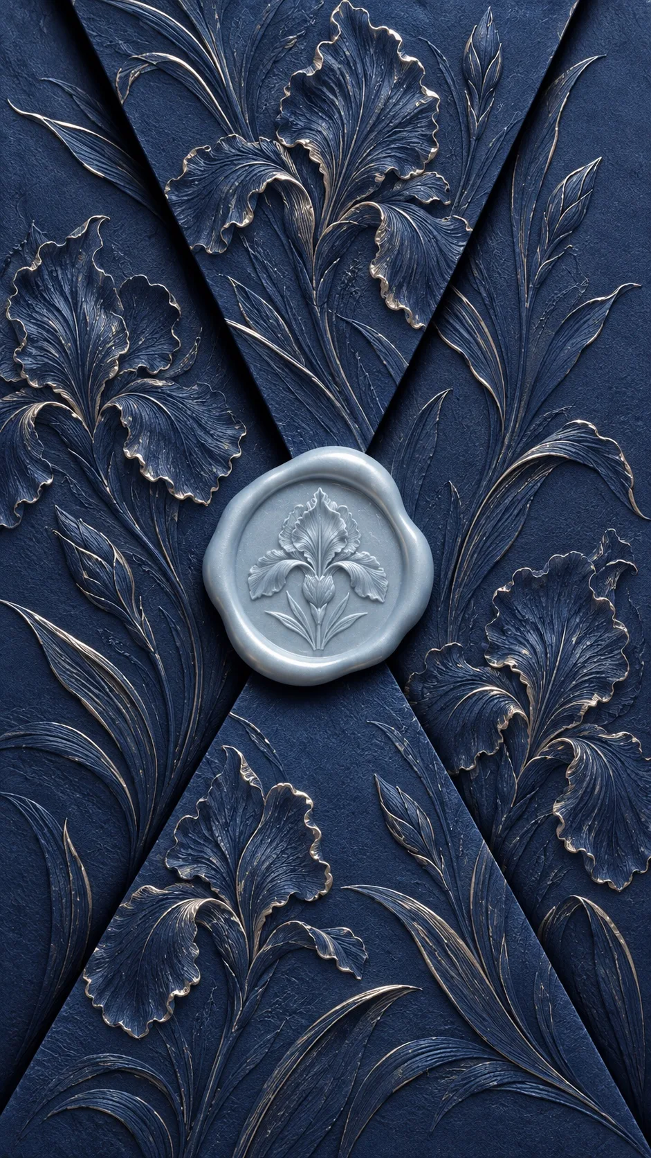 Something Blue — Cobalt Iris wax-seal invitation